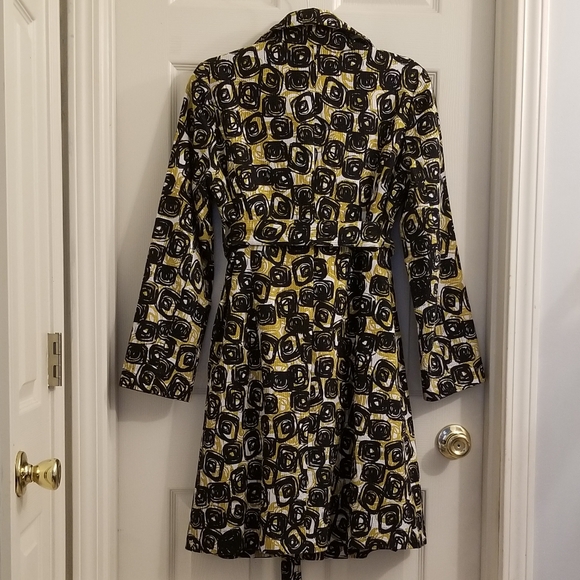 Anthropologie Lapis Geometric Print Belted Coat Black Gold - Picture 11 of 16
